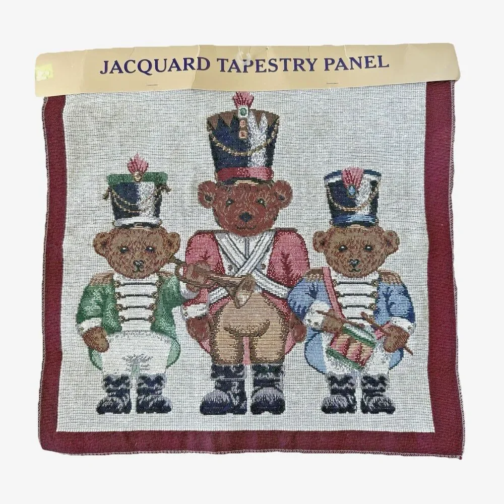 Xmas Toy Soldier Jacquard Tapestry Pillow Panel Bear Drum Band Craft Project NOS